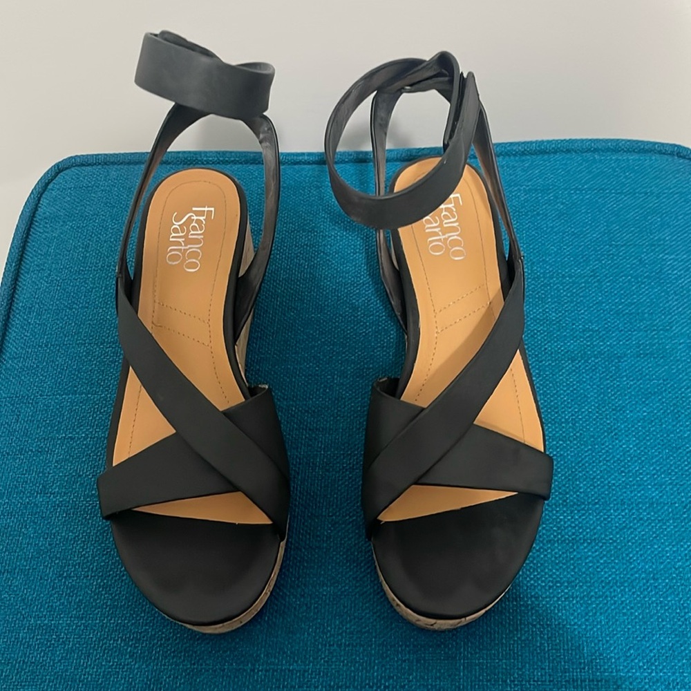 Black Wedge Sandals
